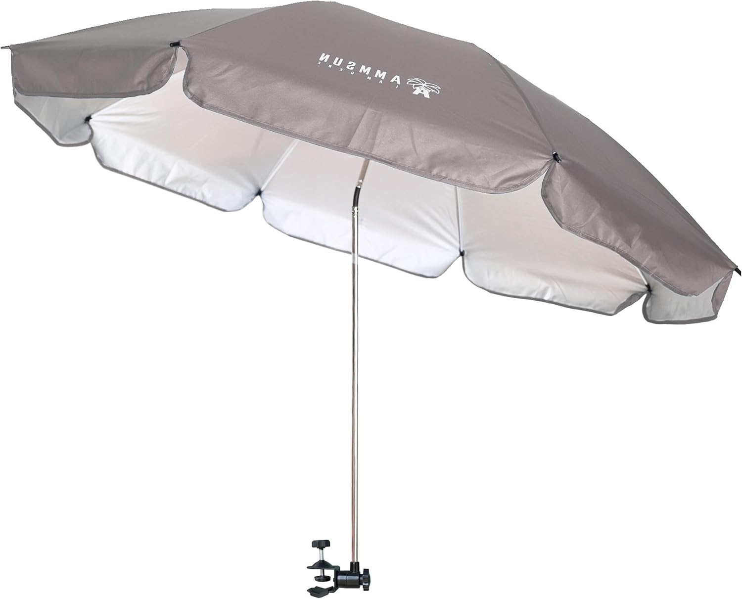 AMMSUN XL Chair Umbrella with Universal Clamp 52 inches and 360-degree Swivel UPF 50+, Portable Clamp on Camping or Beach Chair, Stroller, Wheelchair