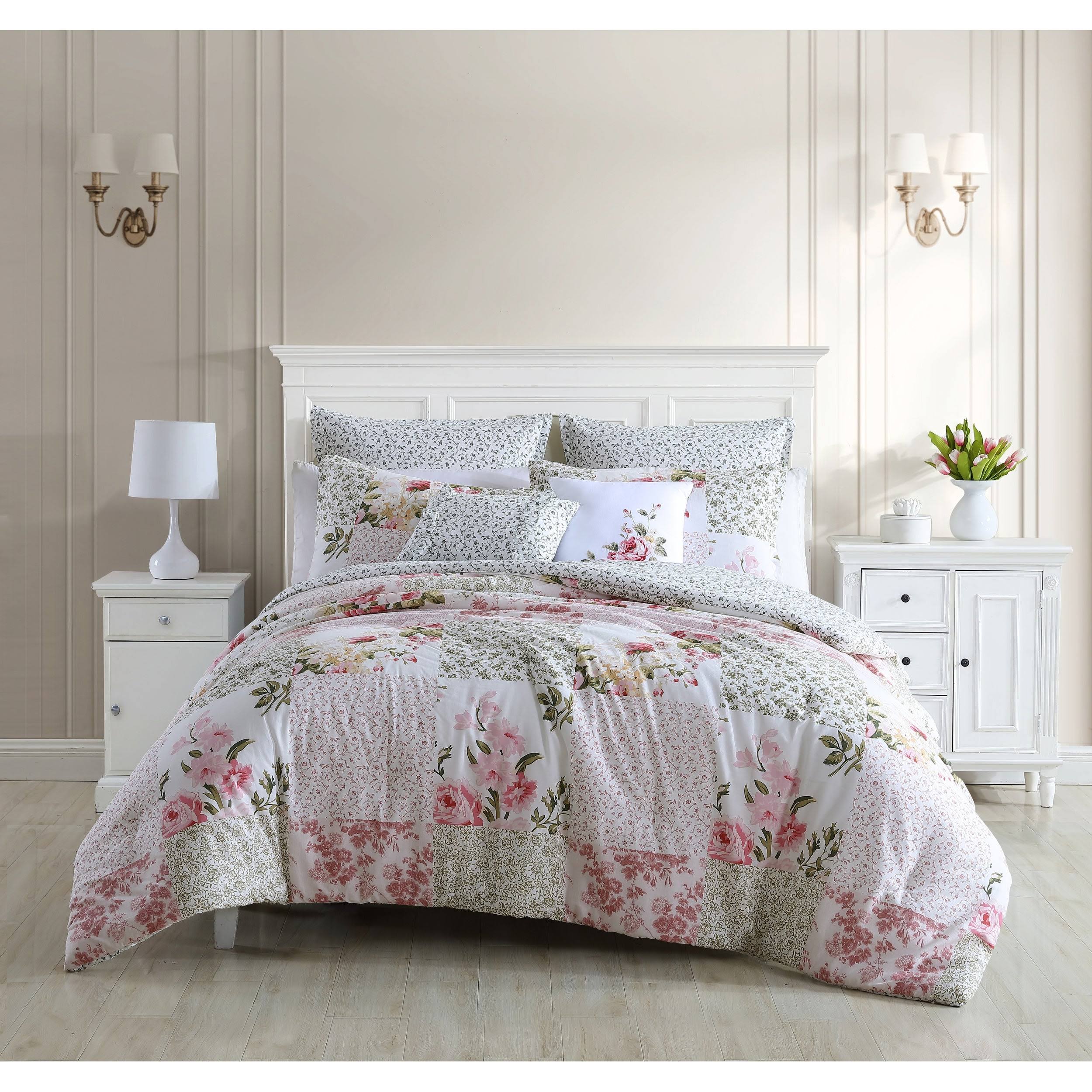 Laura Ashley Ailyn Cotton Pink Comforter Bonus Set (Twin)