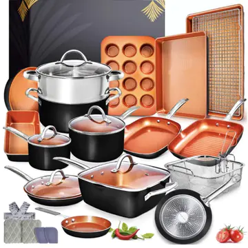 Copper Pots and Pans Set -23pc Copper Cookware Set Copper Pan Set Ceramic Cookware Set Ceramic Pots and Pans Set Nonstick Induction Cookware Sets Pot