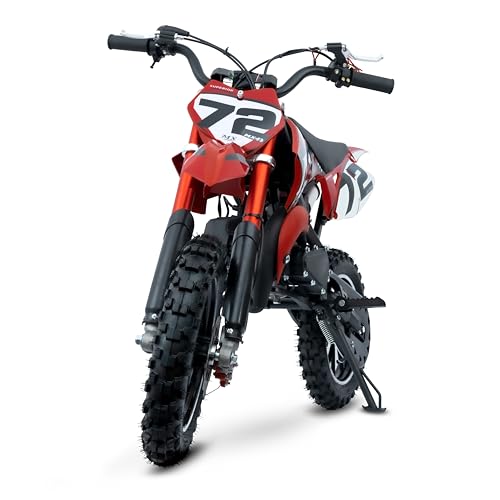 Kids Off-Road Dirt Bike 49CC 2-Stroke Gas Powered Mini Motorcycle with Front & Rear Disc Brakes, Easy Pull Start, 30 MPH Max Speed, 220 LBS Capacity
