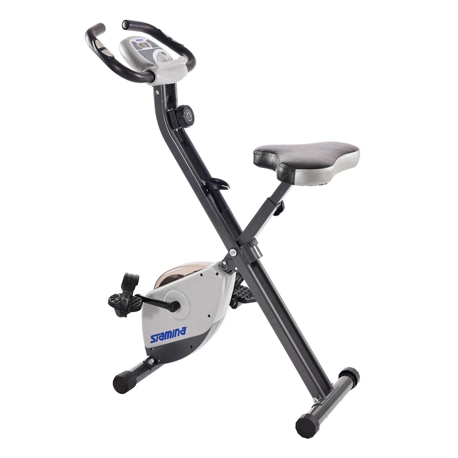 Stamina Cardio Folding Exercise Bike with Heart Rate Sensors and Extra Wide Padded Seat - Sports Supplies Online Store