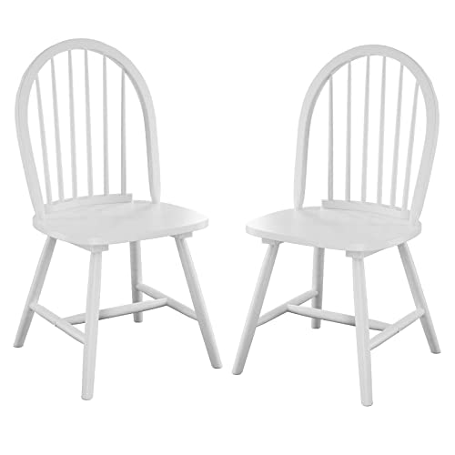 Windsor Dining Chairs Set of 2, 18 Inch Wood Spindle Back Dining Chairs,Vintage Country Farmhouse Armless Side Chairs with Wide Seat