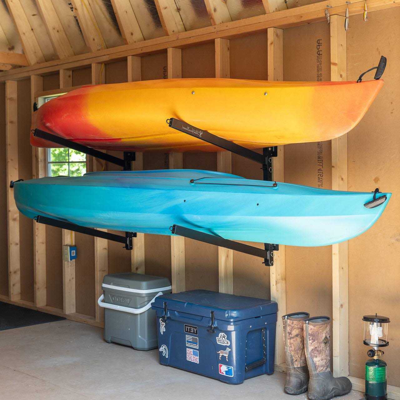 Storeyourboard 2 Kayak Indoor Storage Rack Adjustable Garage Wall Mount Hanger - Sports Supplies Online Store