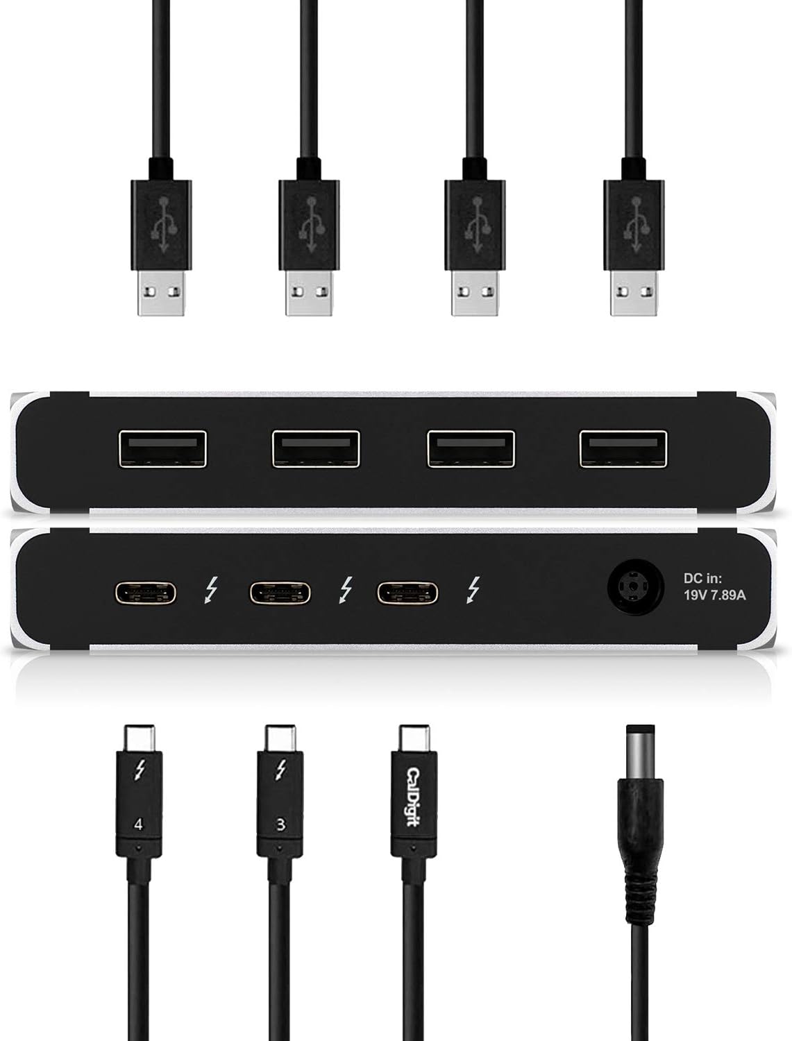 CalDigit Thunderbolt 4 Element Hub - Universal Multi-Port Hub, 4X Thunderbolt 4/USB4 Ports, 4X USB 3.2 Gen2 10Gb/s Ports