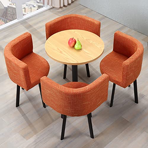 Marble Texture Round Dining Table Set Space Saving Round Dining Table Set 4 Seater Coffee Table Round Table for Dining Room and Kitchen with Recessed