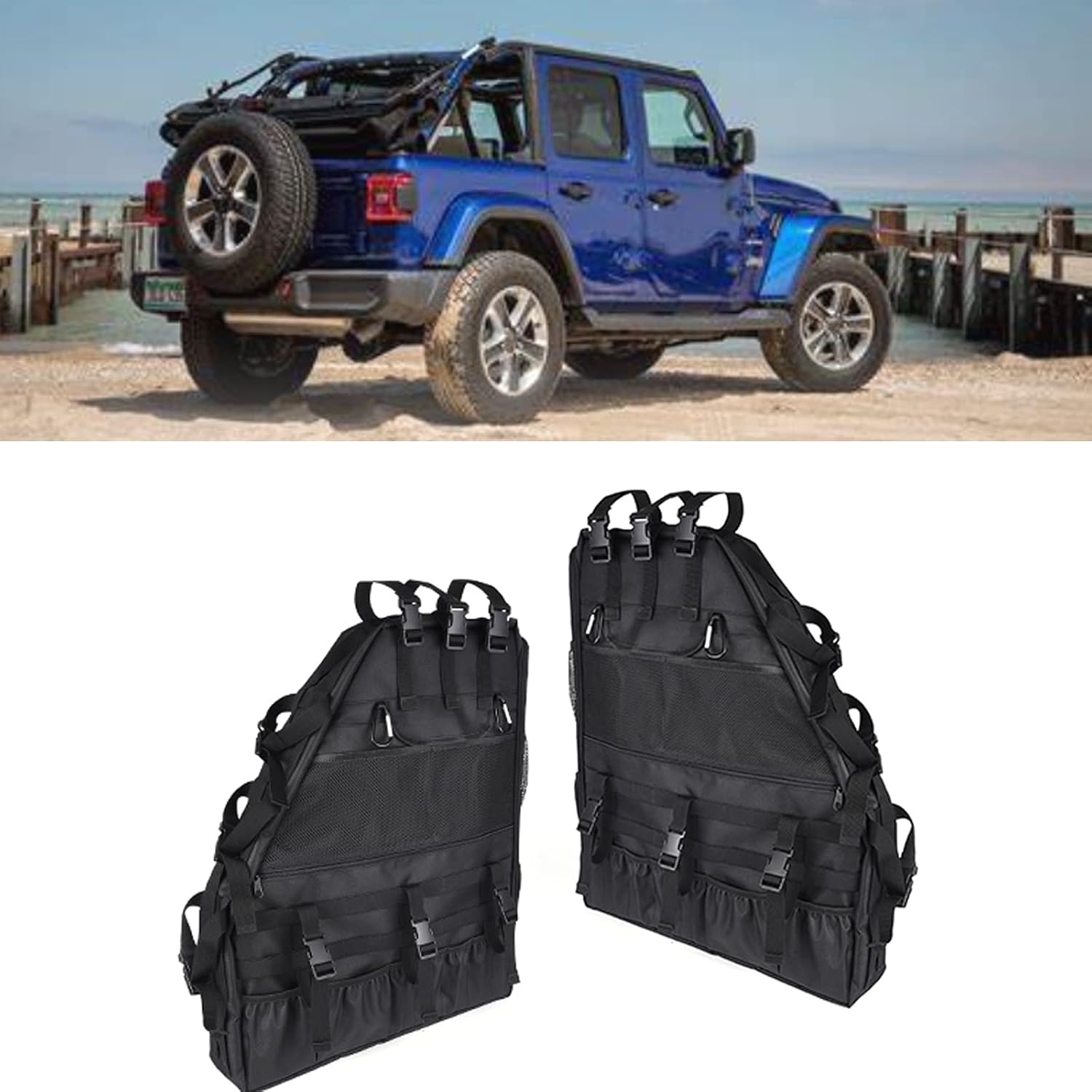 MICTUNING Roll Bar Storage Bag Organizer Cargo Cage Compatible with 2007-2020 Jeep Wrangler JK JKU TJ LJ Unlimited JL with Multi-Pockets Tool Holder