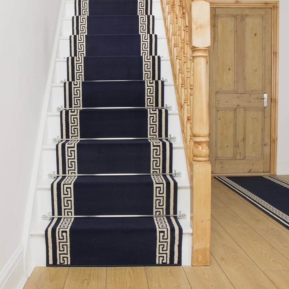 runrug USA Key Blue Stair Carpet Runner Length: 4 foot, WIDTHS: SE