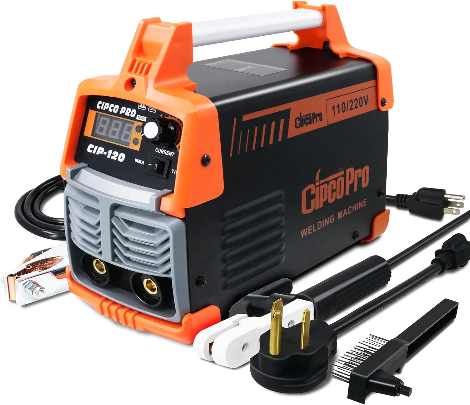 CIPCOPRO 120A ARC Stick Welder 110/220V Dual Voltage IGBT Hot Start Inverter Welder with Lift TIG, Digital Display LCD, Electrode Holder,Work Clamp