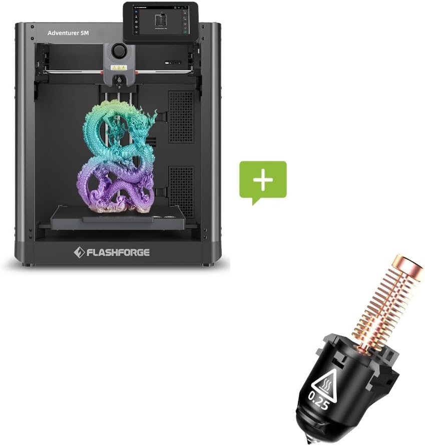FLASHFORGE Adventurer 5M 3D Printer and FLASHFORGE Adventurer 5M 3D Printer Nozzle Assembly(0.25mm)