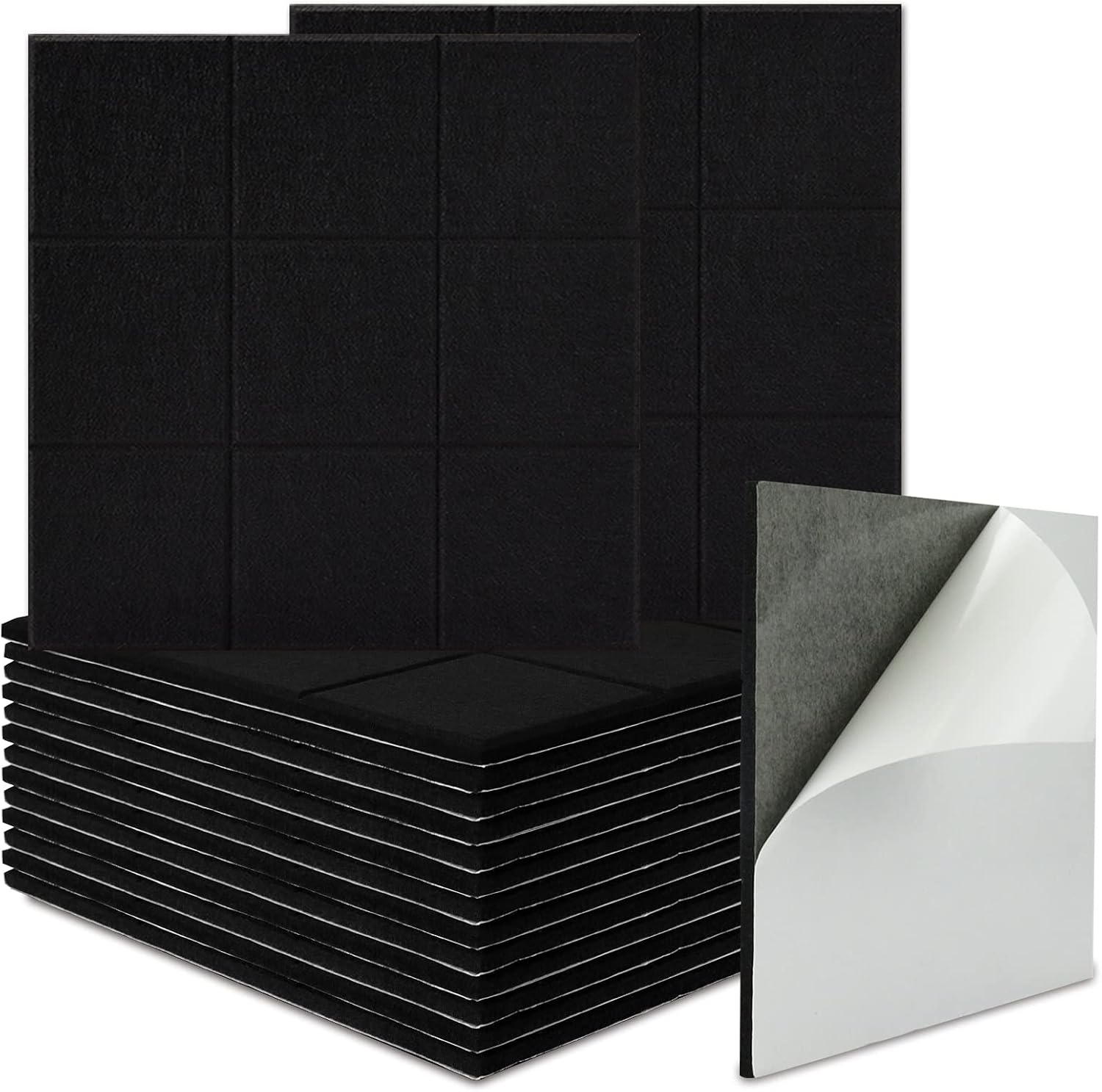 BXI Sound Absorber - 16 Pack Self-adhesive 12 X 12 X 0.4 Inches Acoustic Absorption Panels