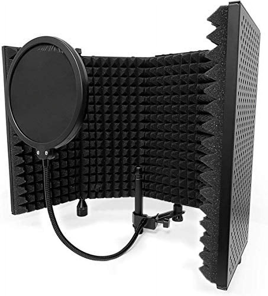 AxcessAbles SF-101VB 32.5" Wx13 H (422sq inch) Half Dome Vented Recording/Podcast Isolation Shield with Desktop Standing Knobs and Microphone Windpop