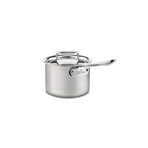 All-Clad D5 5-Ply Stainless Steel Sauce Pan 3 Quart Induction Oven Broiler Safe 600F Pots and Pans, Cookware Silver