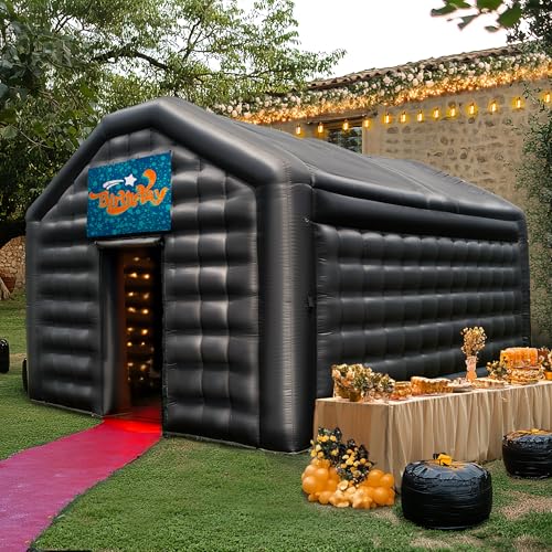 Small Black Inflatable Night Club 16.4x13x11.5Ft Disco Cube Gazebo Event House with Logo Area Portable Inflatable Party Tent for Birthday