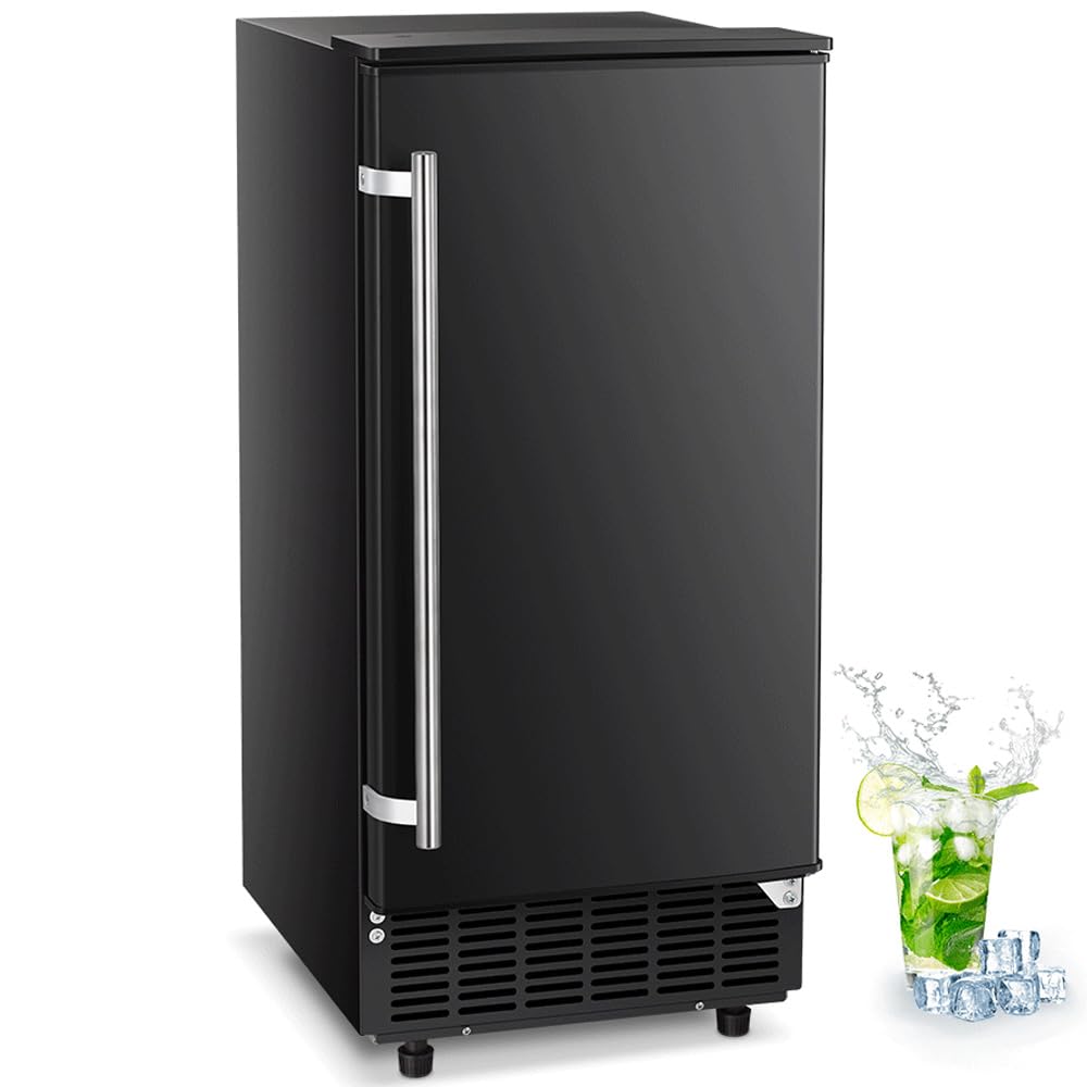 Joy Pebble Commercial Cube Ice Maker，Built-in Ice Maker Machine, 80lbs/Day, 40 ice Cubes/Cycle, Reversible Door, Drain Pump
