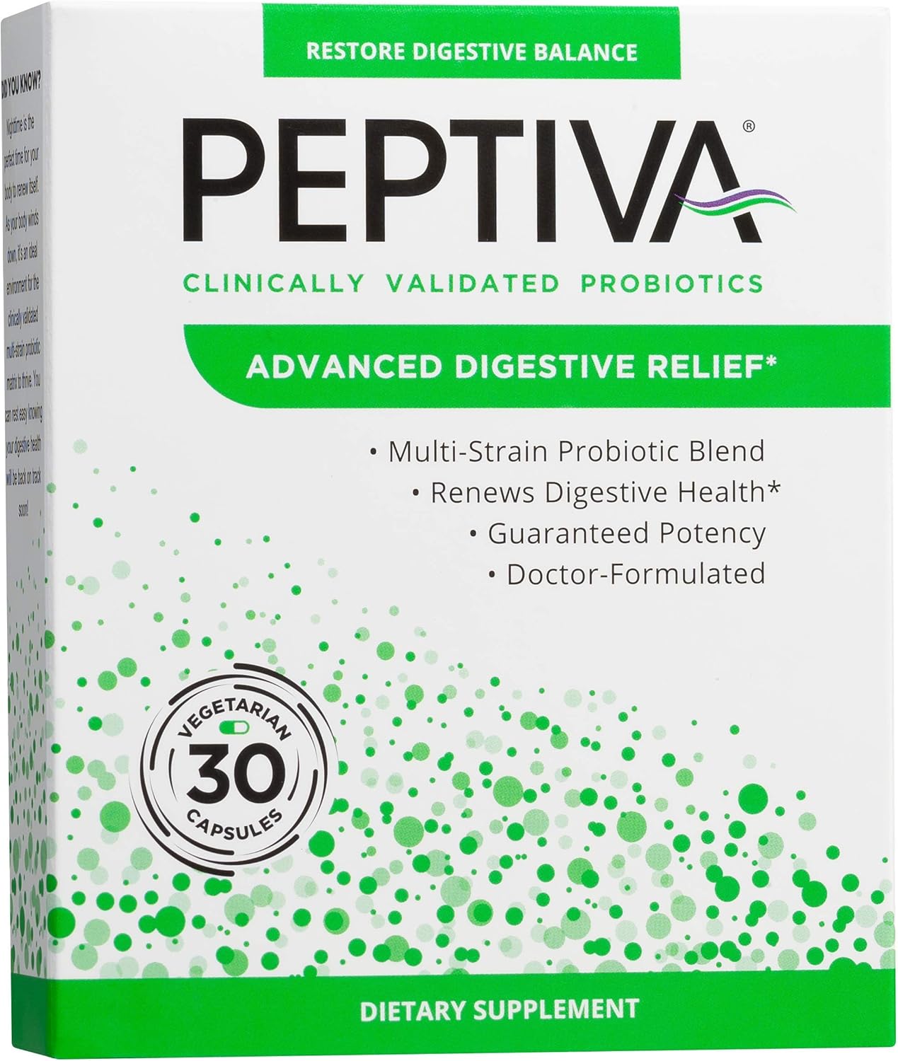 Peptiva Advanced 50 Billion CFU Probiotic - Digestive Relief - Clinically Validated, Premium Probiotic, 30ct Pack of 2