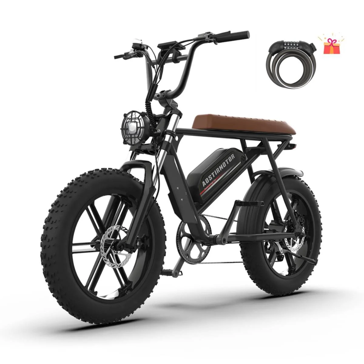Aostirmotor 750W Full Suspension Commuter Electric Bike Electric Mountain Bicycle for Adults, 20 inch Fat Tire, 7 Speed Gear