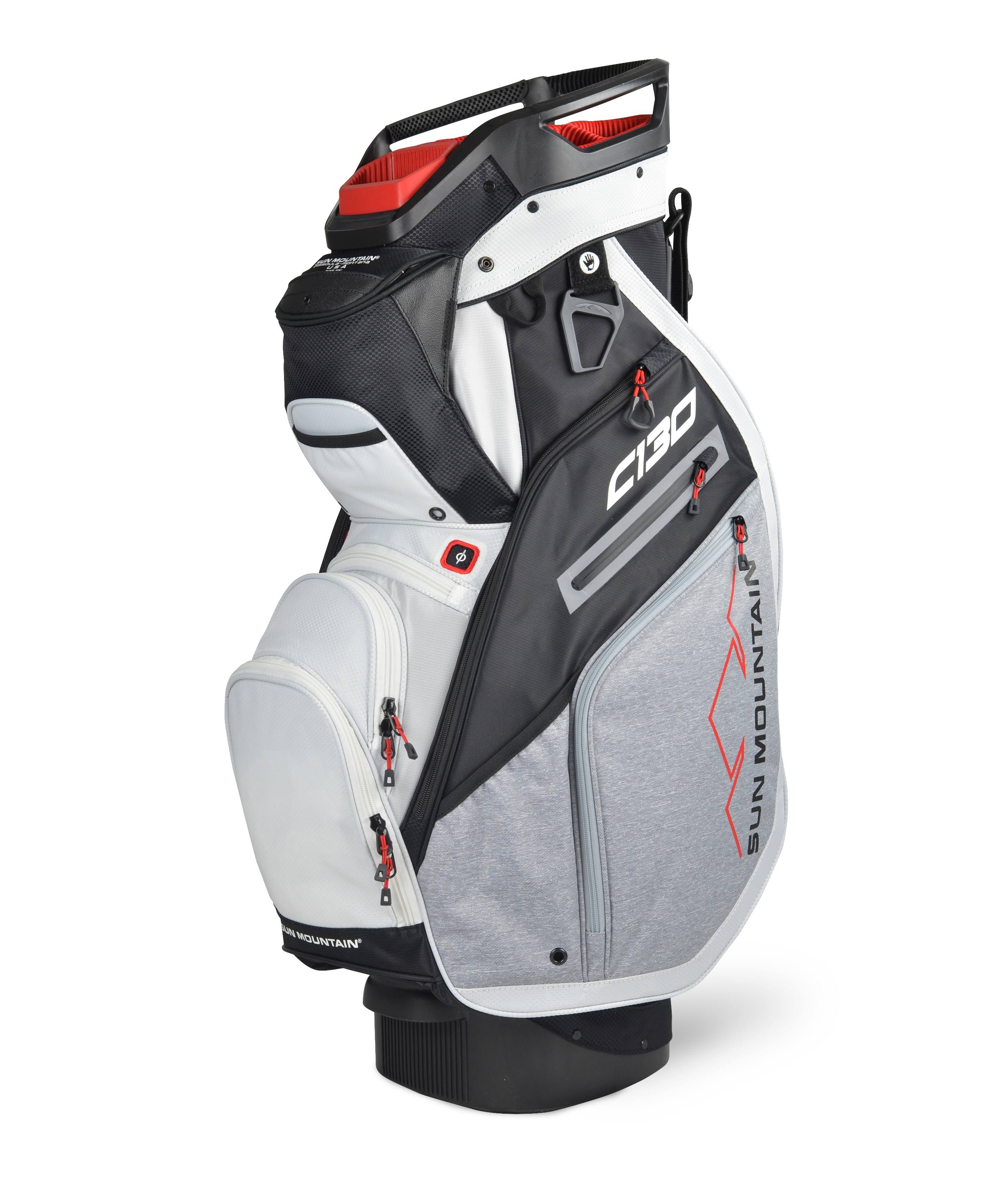 Sun Mountain C-130 Cart Bag - Black/Charcoal/White/Red