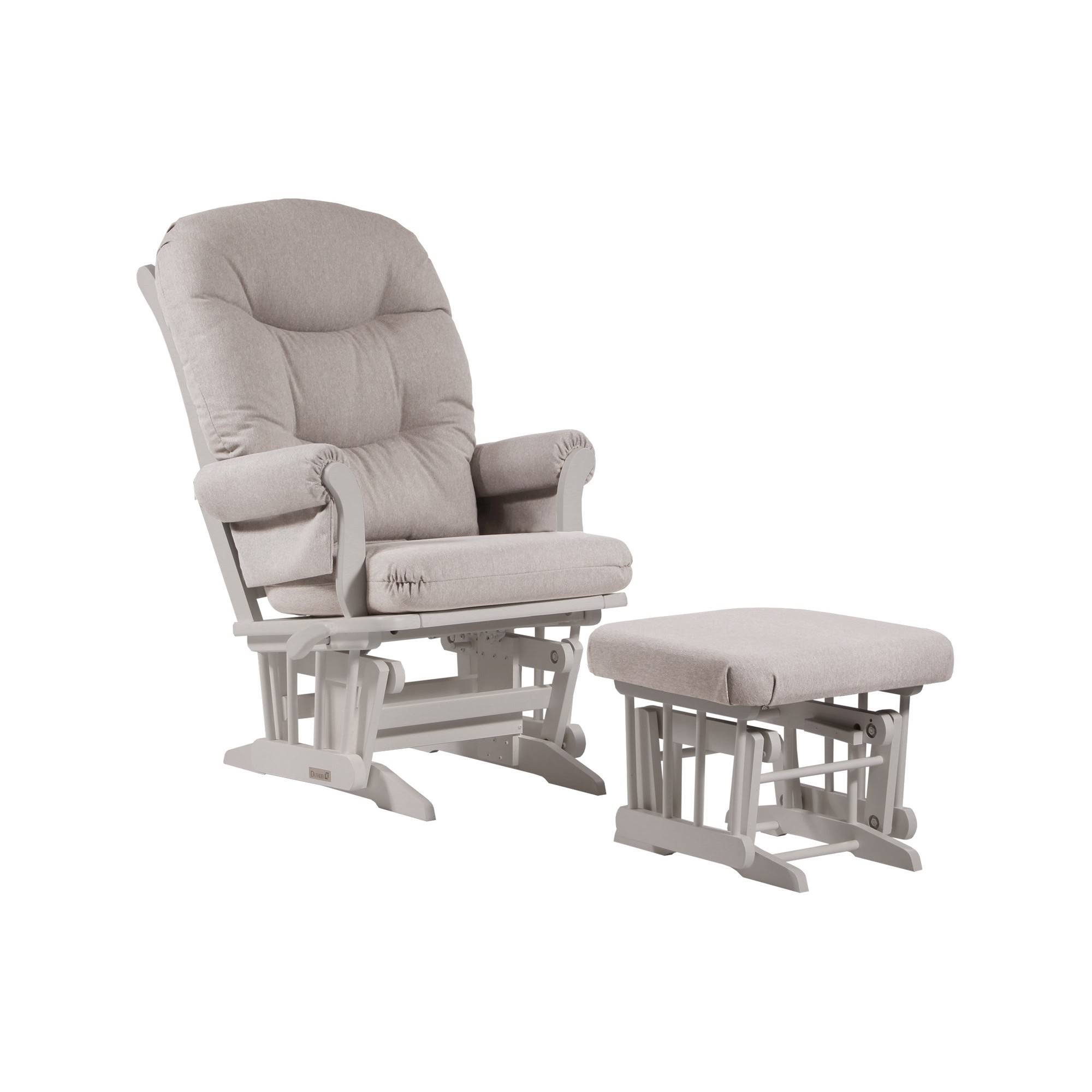 Dutailier Sleigh Glider u0026 Nursing Ottoman Combo, Light Grey Fabric