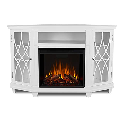 Real Flame Lynette 56" Corner Electric Fireplace TV Stand for TVs up to 55 inches, Entertainment Center with Electric Fireplace