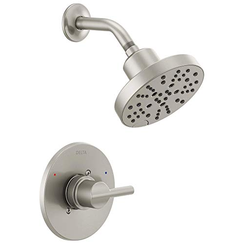 Delta Faucet Nicoli 14 Series Single-Handle Gold Shower Faucet, Shower Trim Kit with 5-Spray H2Okinetic Shower Head