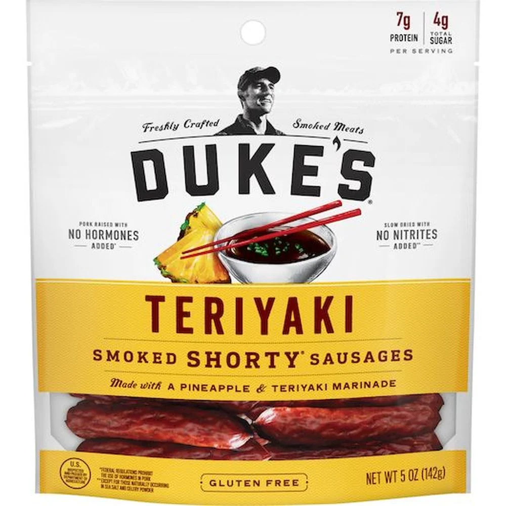Dukes Teriyaki Smoked Shorty Sausages, 5 Ounce -- 8 per Case.