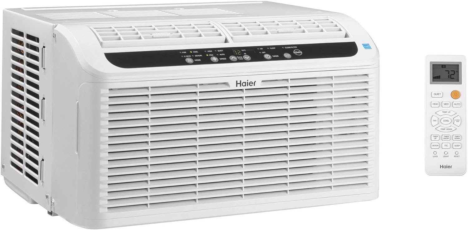 Haier 6,200 BTU Ultra Quiet Window Air Conditioner for Small Rooms and Bedrooms, Control Using Remote, 6K Window AC Unit