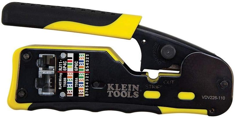 Klein Tools VDV226-110 Wire Crimper / Wire Cutter / Wire Stripper Pass-Thru Modular All-in-One Tool for Video, Telecom, Datacom and more Pack of 2