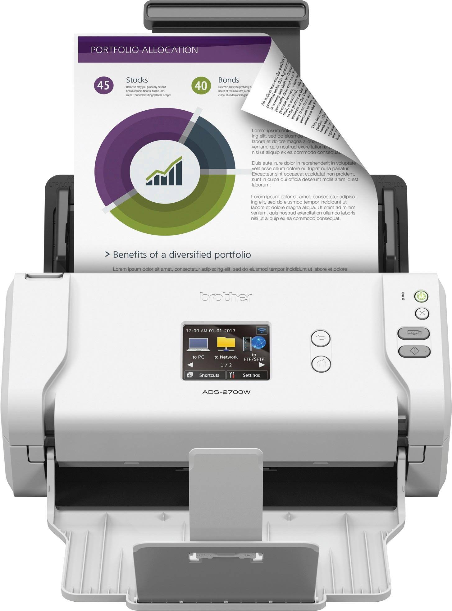 Brother ADS-2700W Document Scanner - Wi-Fi - 600 dpi x 600 dpi - White