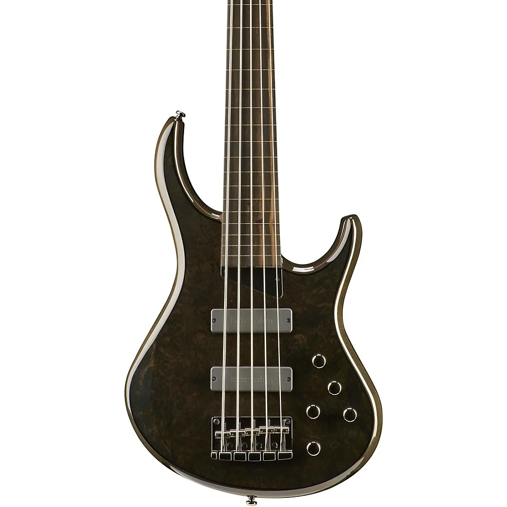 MTD Kingston ZX 5-String Fretless Electric Bass Guitar Transparent Black Ebonol Fretboard - Curated Treasures Market