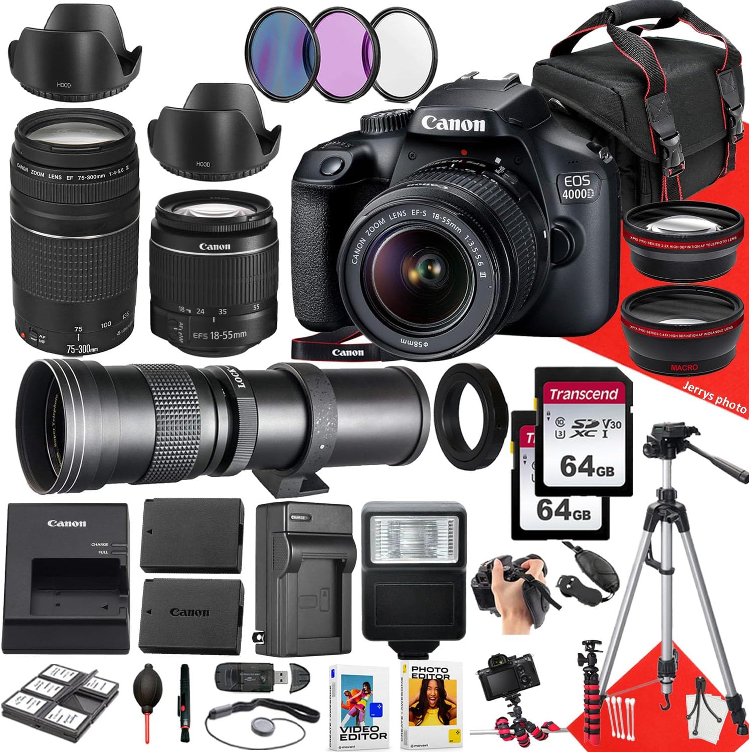 Canon EOS 4000D / Rebel T100 DSLR Camera with Canon EF-S 18-55mm F/3.5-5.6 DC III Zoom