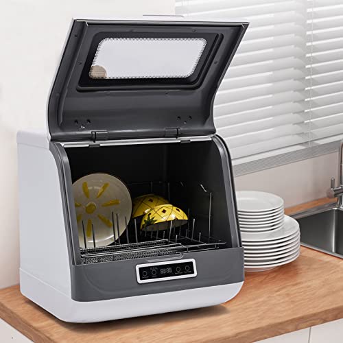 Compact Dishwasher 1200W Mini Portable Countertop Dishwasher 3/4 Washing Program Deep Cleaning for Small Apartments, Dorms and RV
