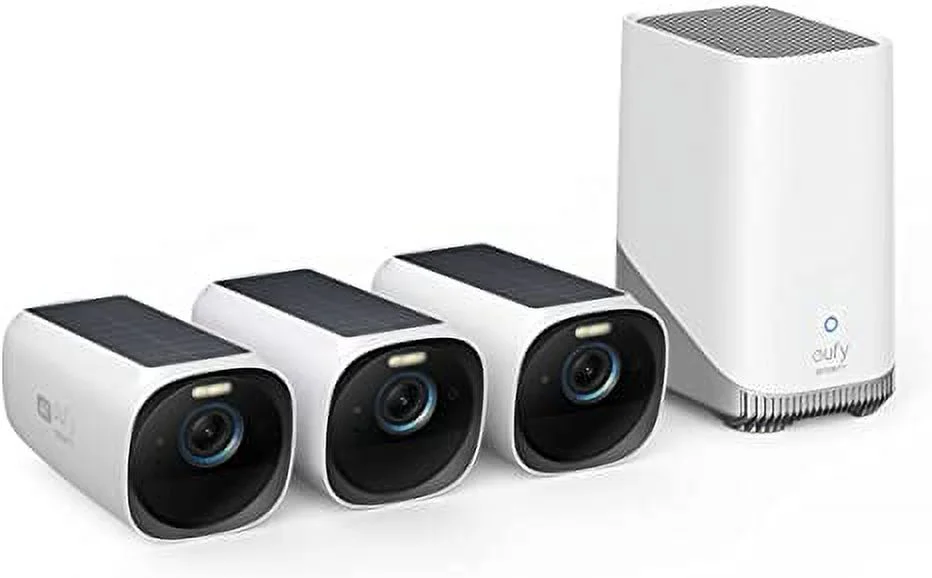 Anker eufy S330 eufyCam 3 3-Cam Kit 4K Outdoor Wireless Camera with Solar Panel, Forever Power
