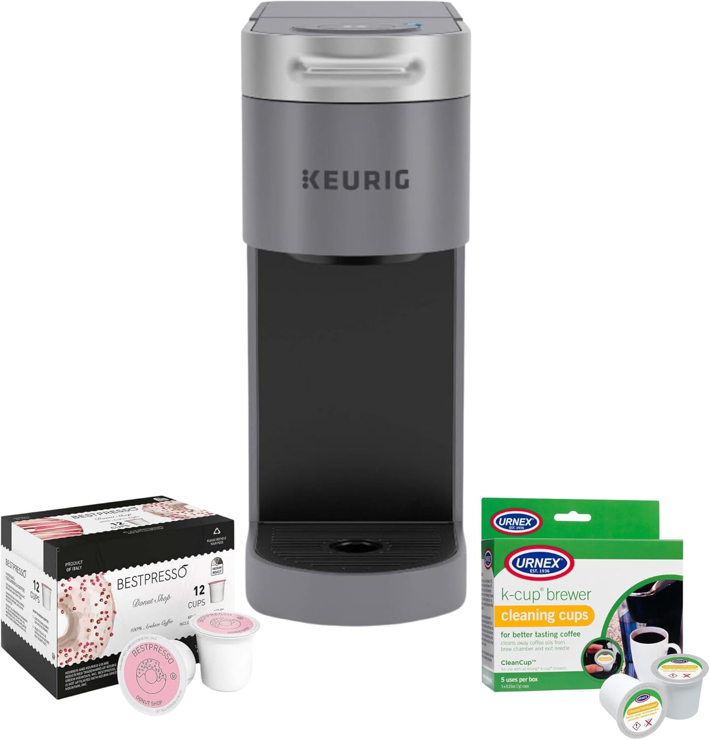 Keurig K-Slim Plus ICED Coffee Maker (Gray), Single Serve Iced Coffee Brewer for Home - Quick Brew System - Space-Saving Design