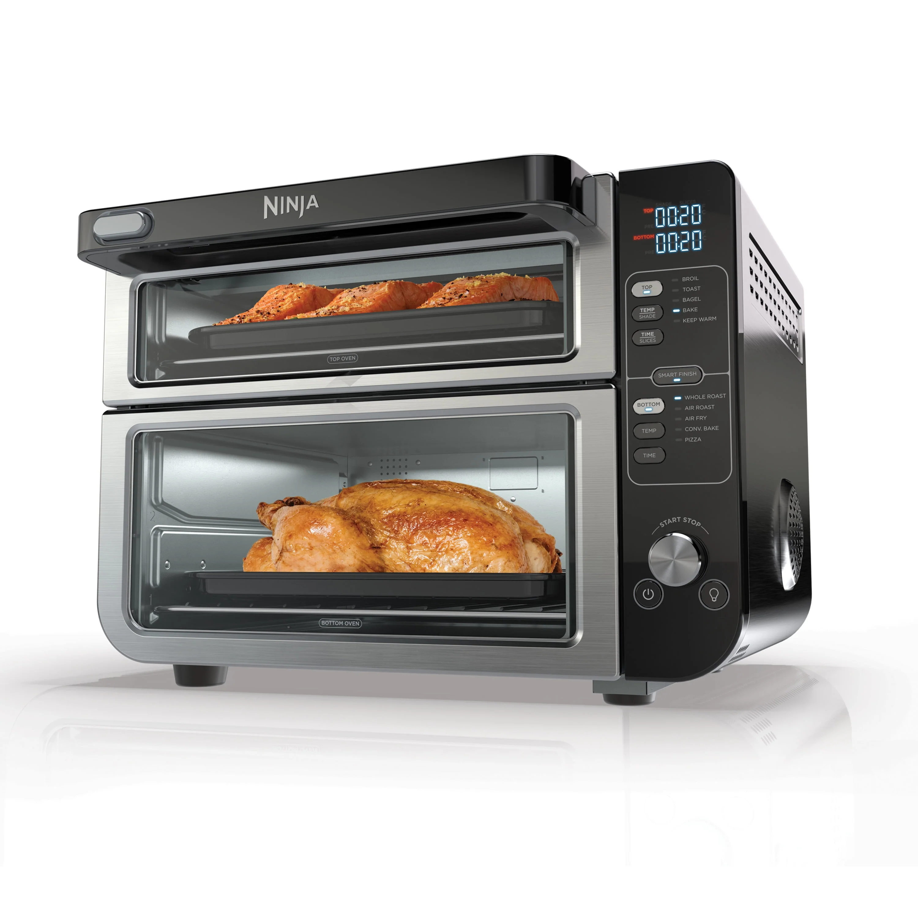 Ninja 10-in-1 Double Oven with FlexDoor, Rapid Top Oven, Convection and Air Fry Bottom Oven, Stainless Steel, DCT400