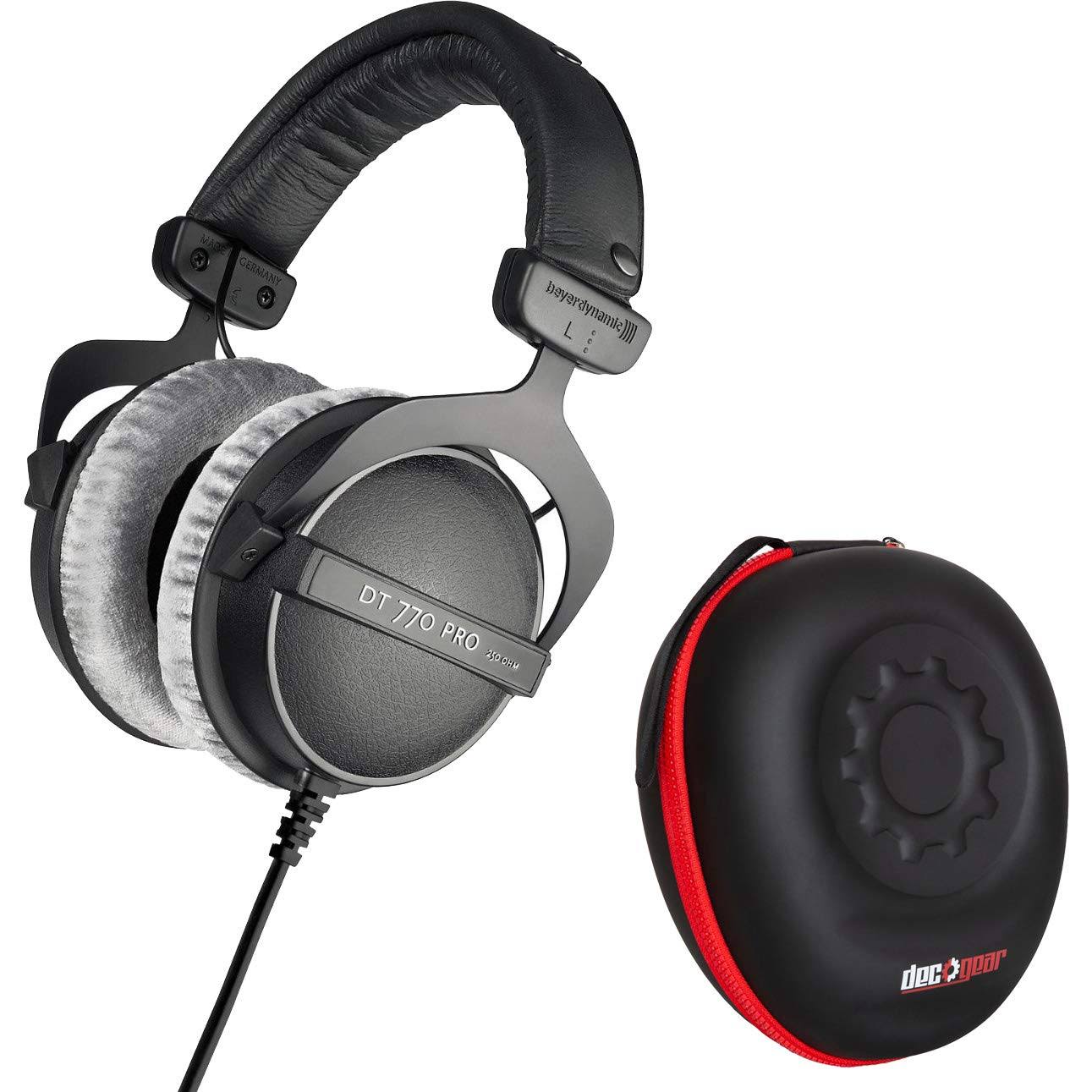 Beyerdynamic DT 770 Pro 250 Ohms Studio Headphones with Deco Gear Hardbody Case Bundle