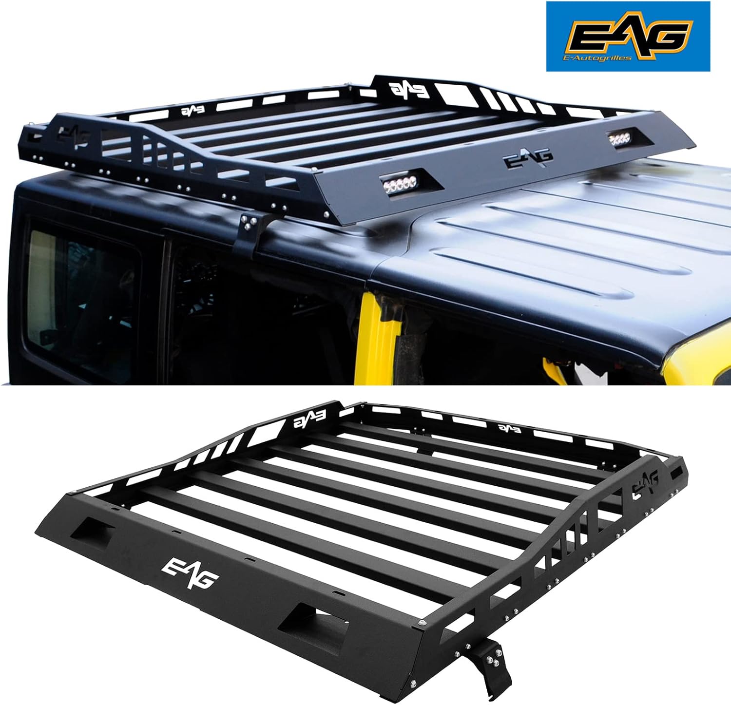 EAG Roof Rack Cargo Carrier Basket Hard Rooftop Fit for 07-18 Wrangler JK 2/4Door
