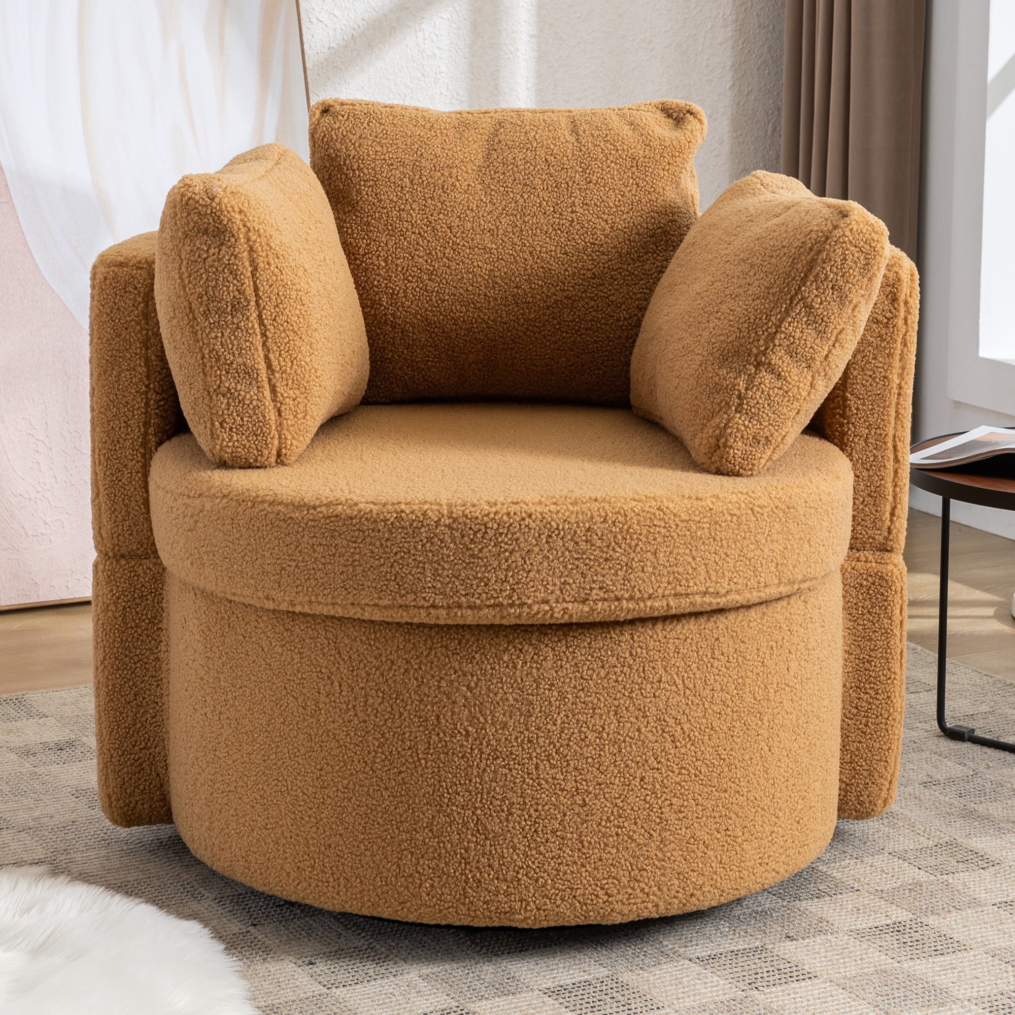 Swivel And Storage Chair For Living Room,Brown