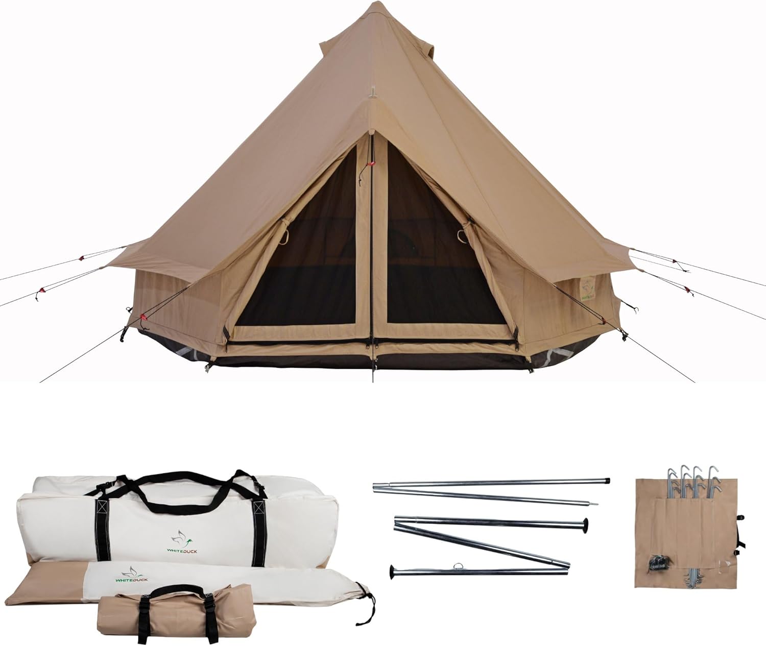 WHITEDUCK Regatta Canvas Bell Tent - w/StoveJack, Waterproof, 4 Season Luxury Camping and Glamping Yurt Tent Outdoor