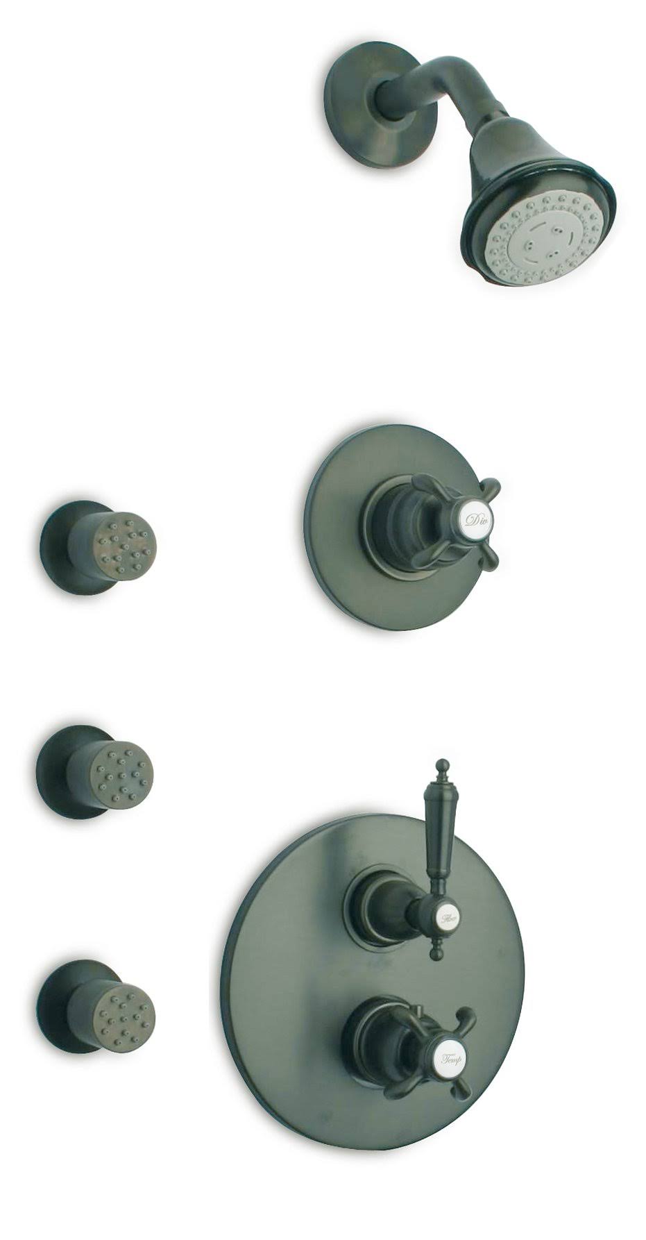 LaToscana Or-option4cr Ornellaia Thermostatic Shower System with Three Way Diverter and Three Body Jets in Chrome