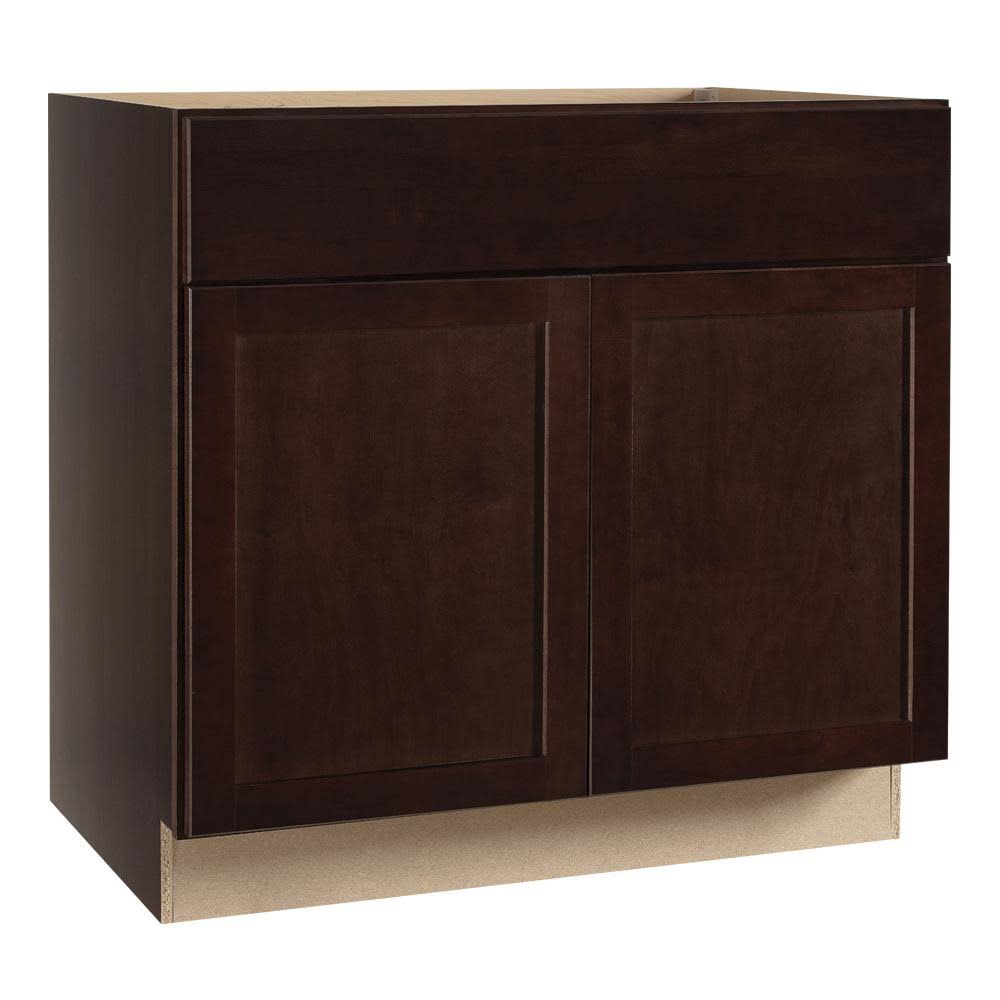 Hampton Bay Shaker Assembled 36 x 34.5 x 21 in. Bathroom Vanity Base Cabinet in Java