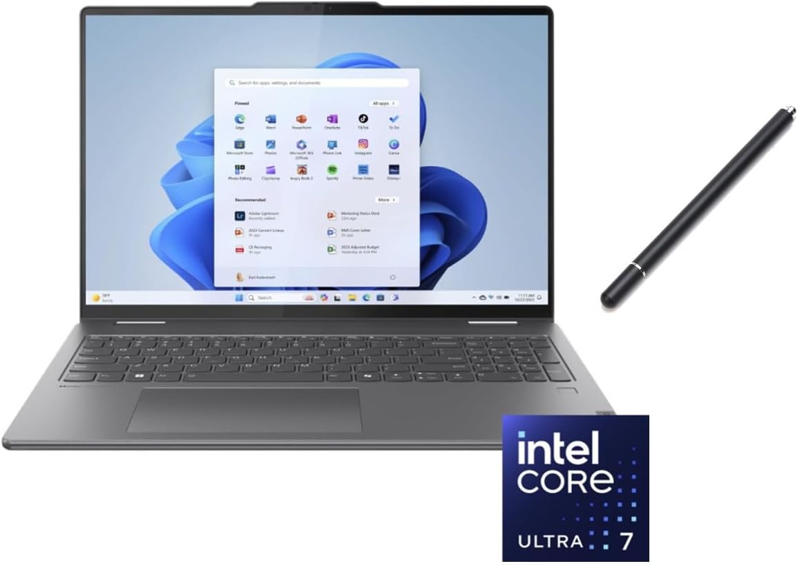 Lenov Yoga 2 in 1 16" 2K Touchscreen Laptop | Intel Core Ultra 7 155U | Intel HD Graphics | Backlit | Fingerprint | 16GB RAM DDR5 | 1024GB SSD |