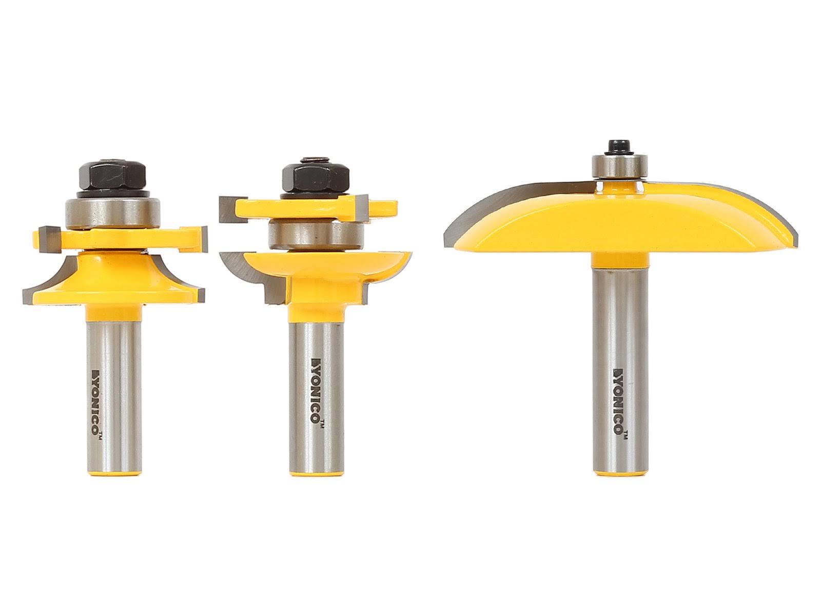 Yonico 12339 Round Over 3 Bit Raised Panel Cabinet Door Router Bit Set 1/2x22 Shank