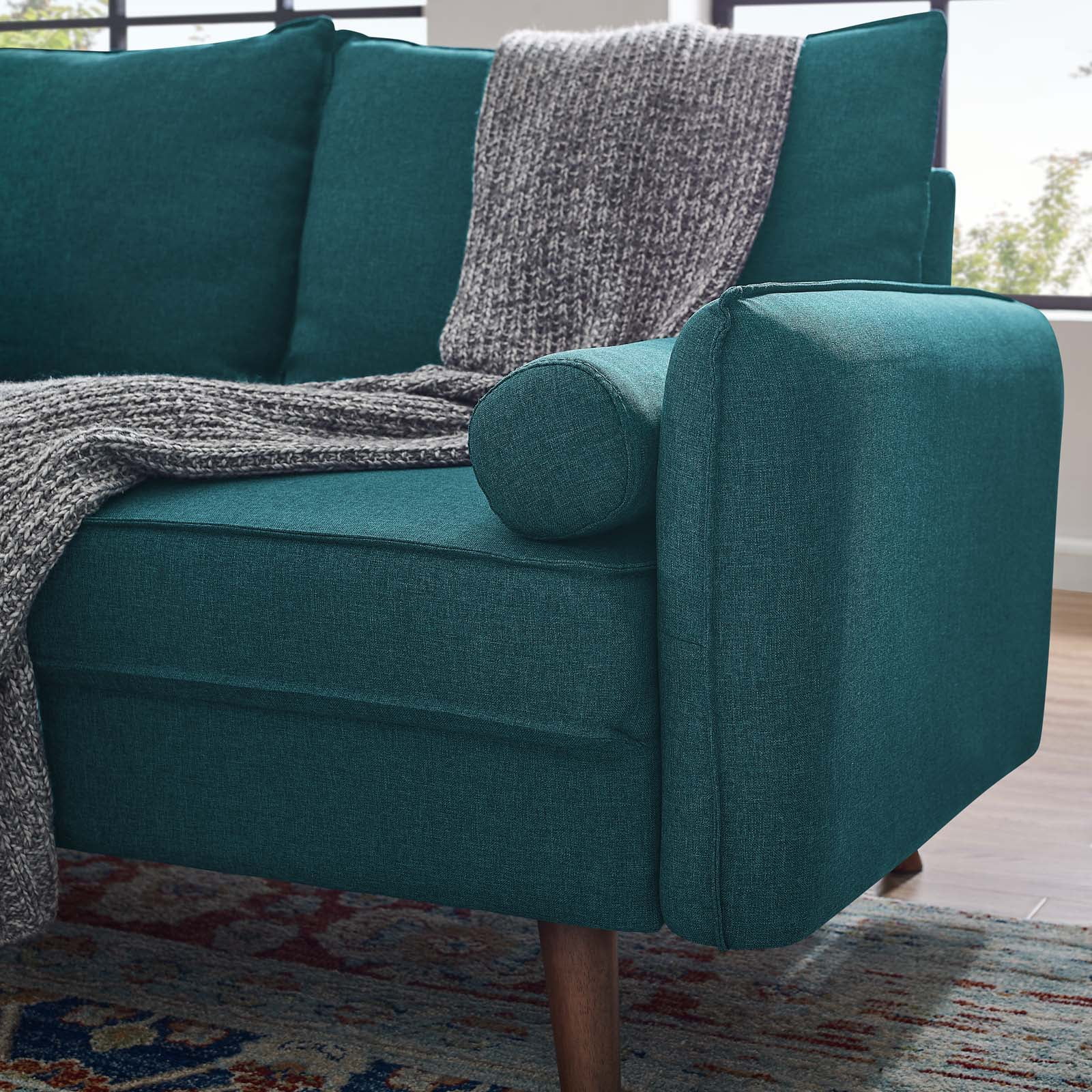 Modway Revive Upholstered Fabric Loveseat in Teal