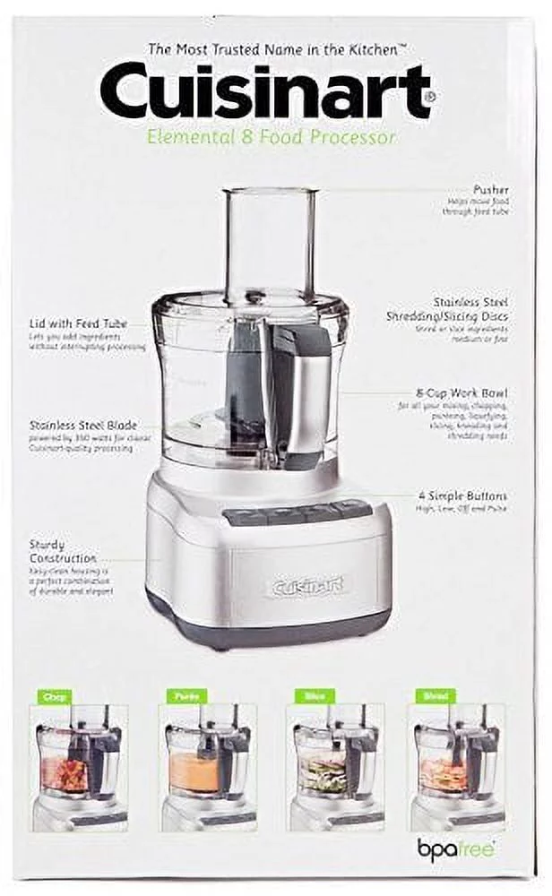 Cuisinart FP-8SV Elemental 8 Cup Food Processor, Silver - Curated Treasures Market
