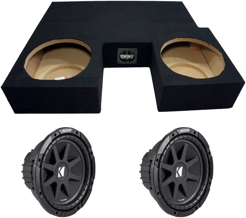 Compatible with Toyota Tundra 07-12 Double Cab Truck Dual 10 Kicker C10 Subwoofer Sub Box Enclosure 600 Watts Peak