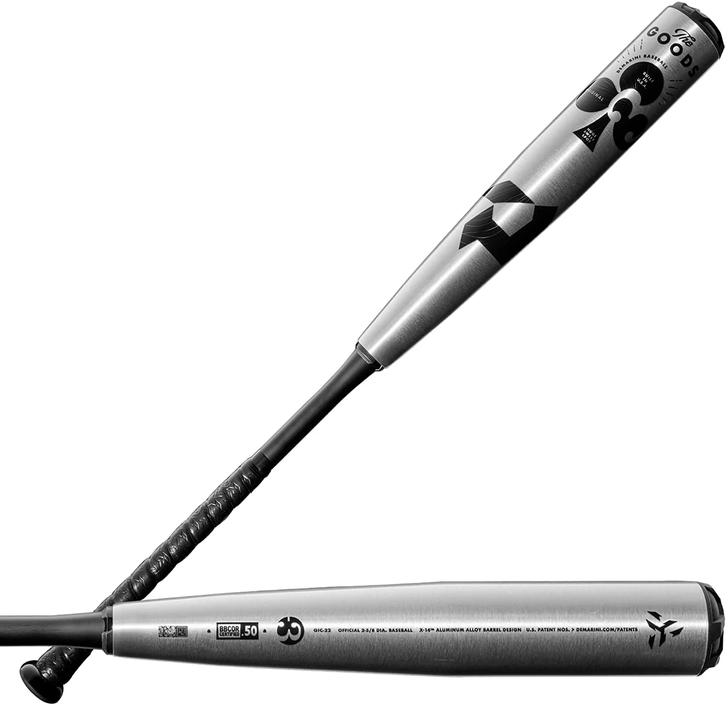 New DeMarini 2022 The Goods (-3) BBCOR Baseball Bat 2 5/8" Silver/Black 33/30