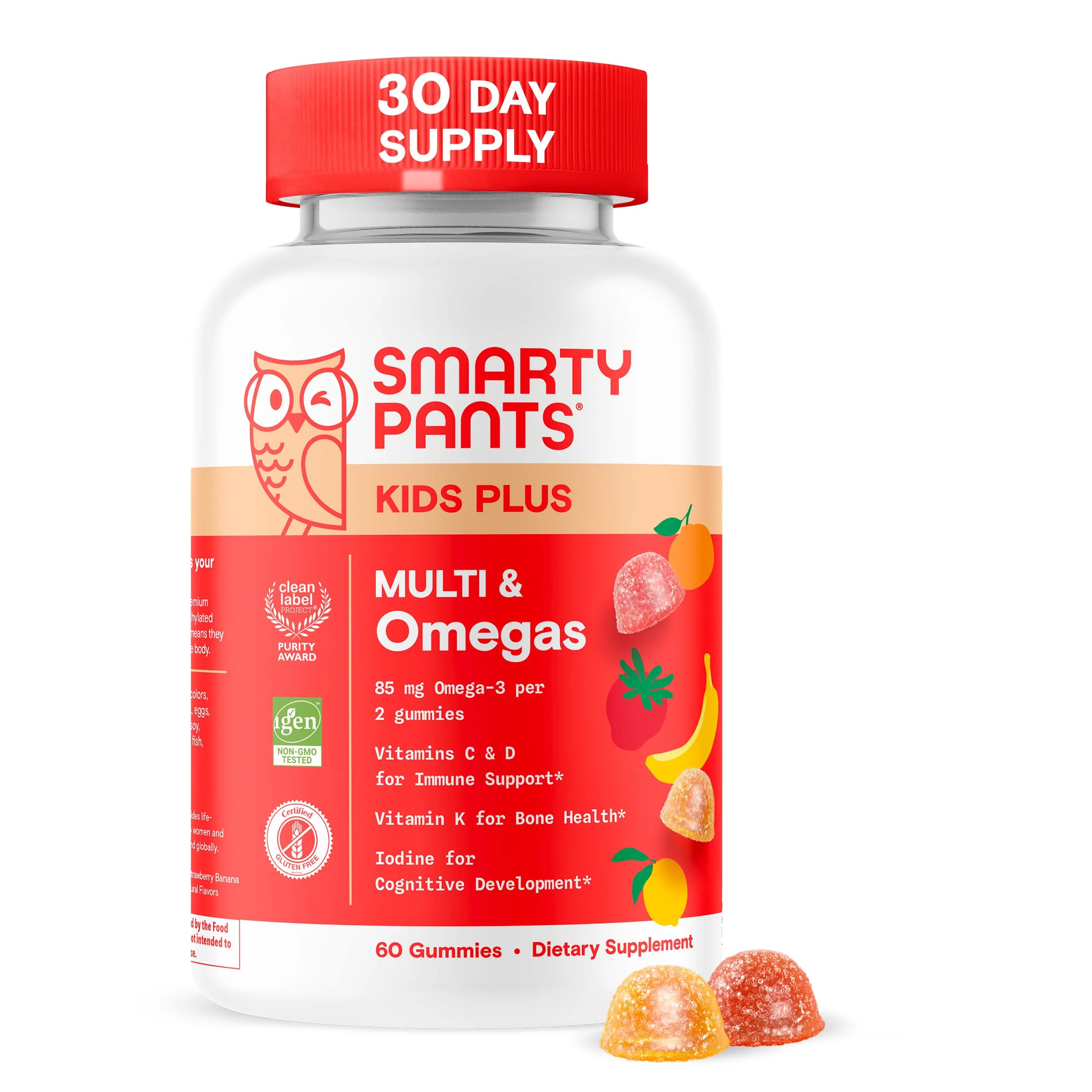 SmartyPants Kids Multivitamin Gummies - Improved Formula: Omega 3 (DHA/EPA), Vitamins D3, C, B12, B6, Vitamin A, K & Zinc, Gluten Free