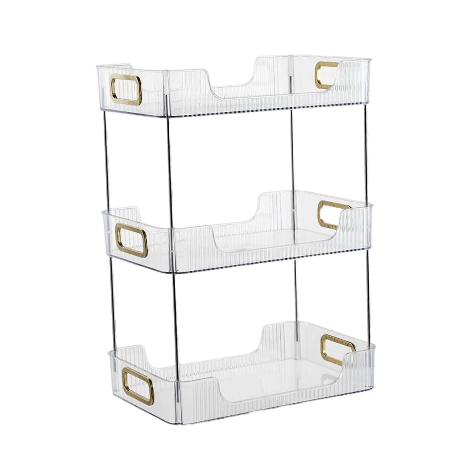 3 Tier Countertop Organizer Corner Shelf Rack Multifunctional Counter Vanity Tray Organizer Shelf, with Handles Container for Bathroom