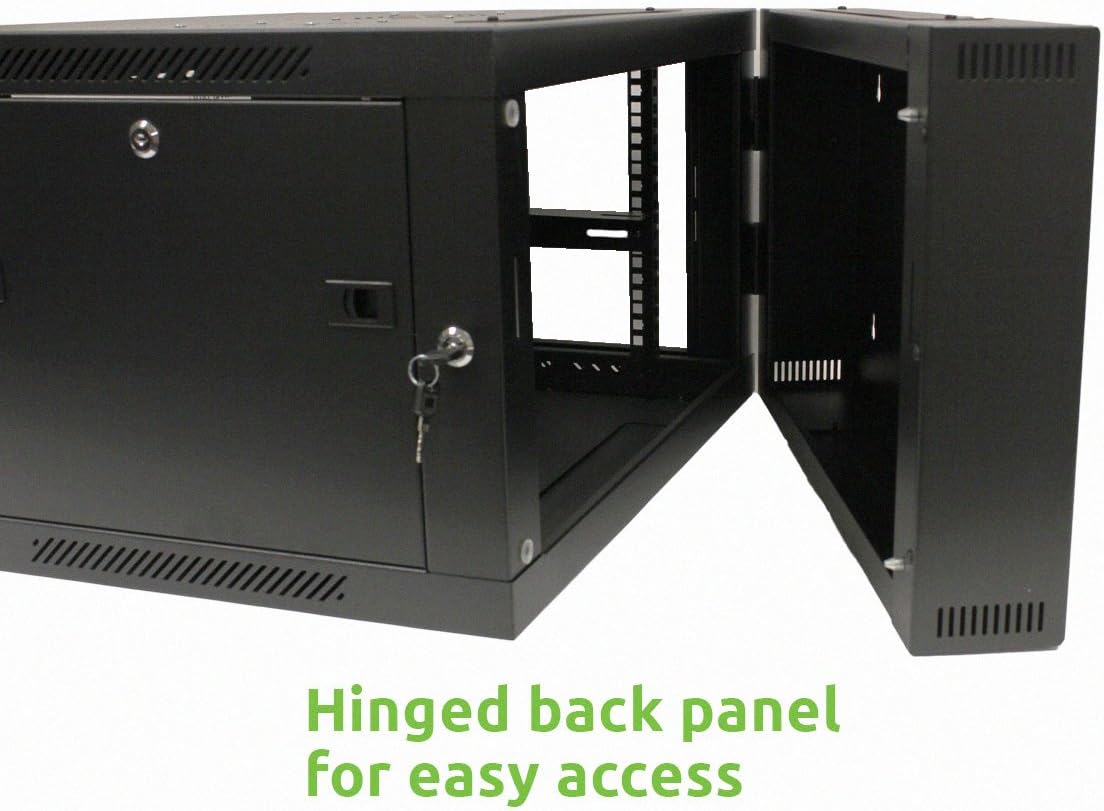 NavePoint 6U Wall-Mount Network Cabinet Enclosure, 600mm Depth, Hinged Back, Swing Gate Server Cabinet, Locks, Pre-Assembled