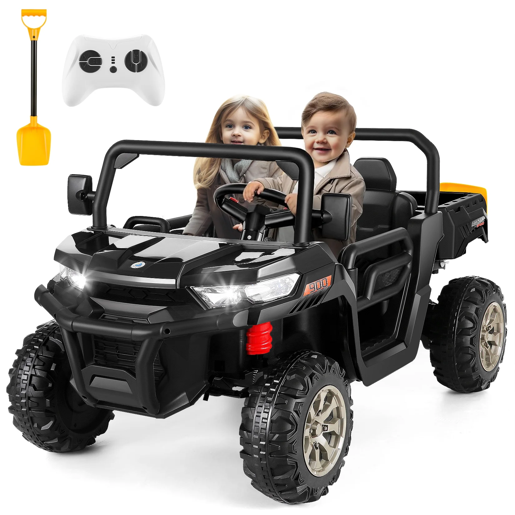 Vibespark 24 V 2x200W Kids Ride on Dump Truck with Remote Control, 2 Seater Electric Powered 4-Wheel UTV Toys